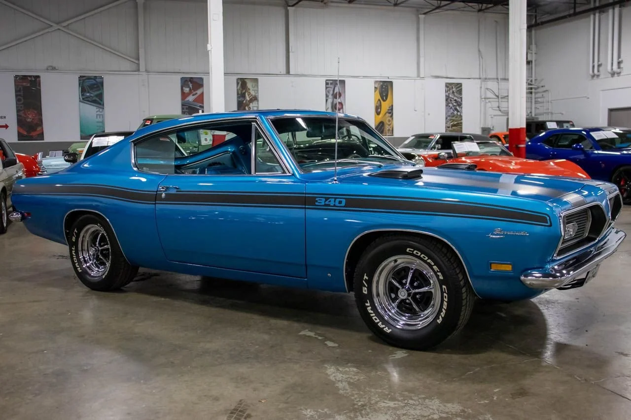 1969 Plymouth Barracuda, stock 2028, front three-quarter view